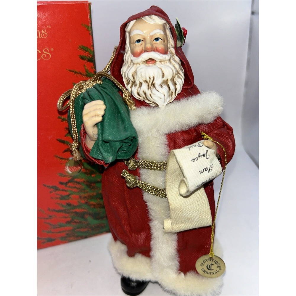 CLOTHTIQUE 1995 Santa POSSIBLE DREAMS Checking His List W/Box Christmas